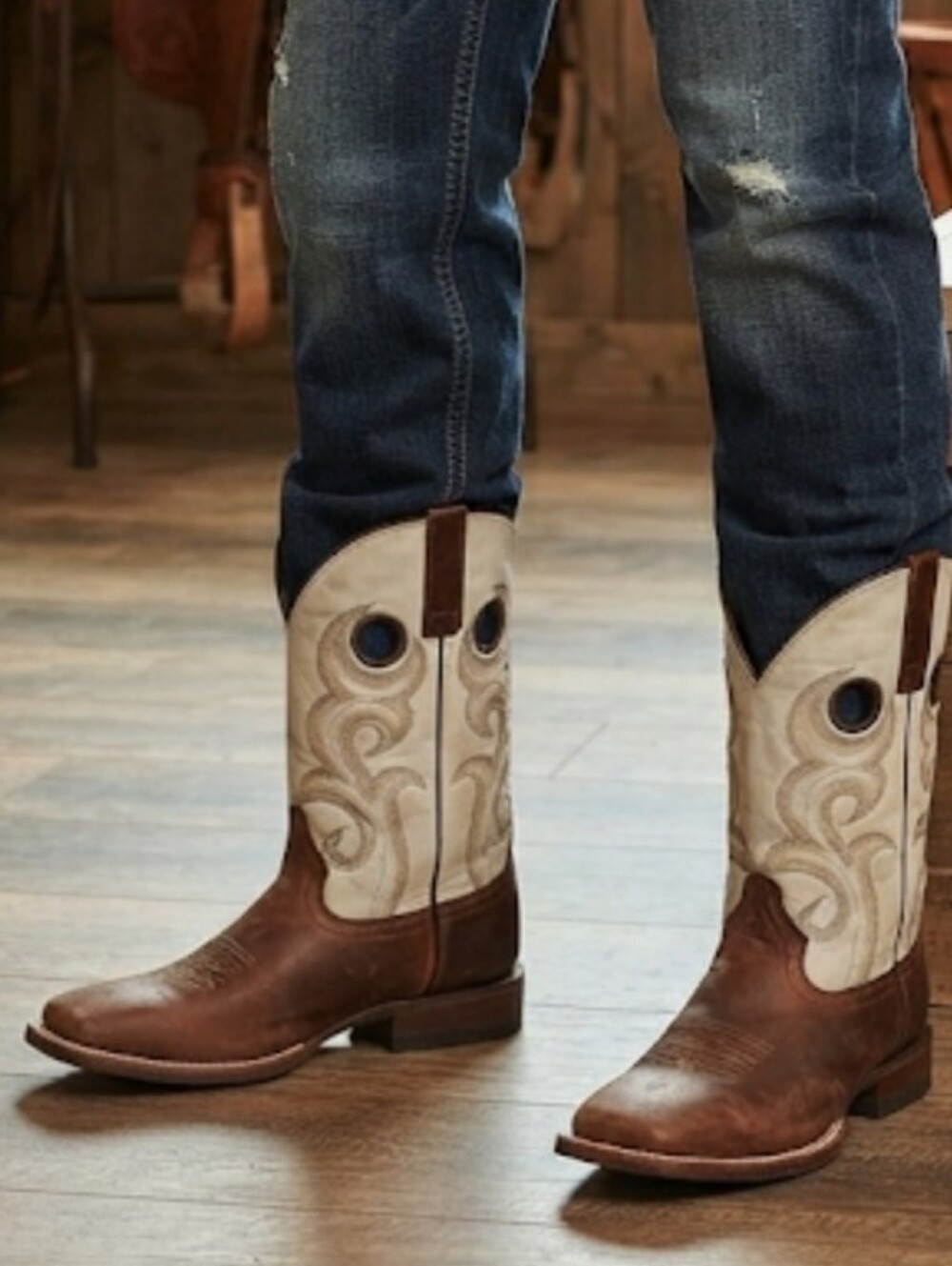 Horse Power Boots HP 1029 Mens Square Toe Leather Western Boots Shoes Sz 10.5 D